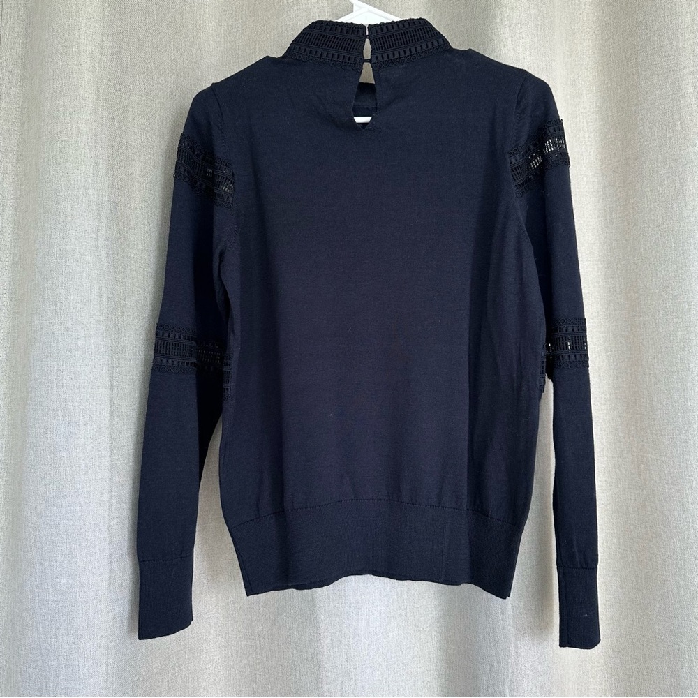 Sandro Wool Navy Blue Long Sleeve Crewneck Sweater XS (2) - Picture 4 of 14